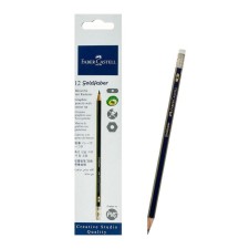 Pencil black-grane Faber-Castell Goldfaber 1222 b, with an eraser, hexagonal, price for 1 piece