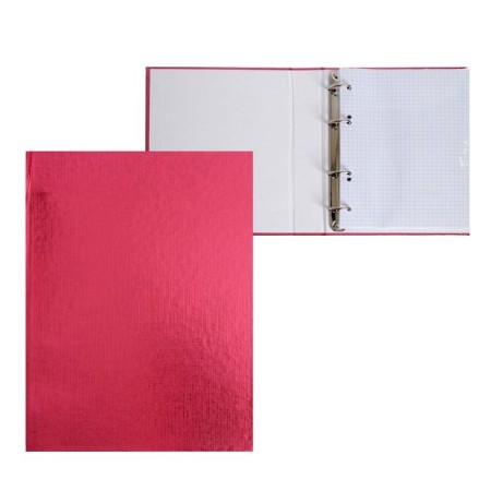 Notebook on 4 rings A5, 120 sheets in the cage "Pink. Metallic", boumvinyl cover, offset unit