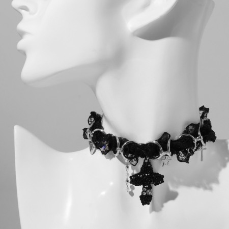 Choker "Cross", Black Color, 30 cm-1