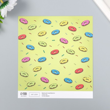 Scrapbooking paper bilateral "butterflies and donuts" density 180 g 15.5x17 cm-2