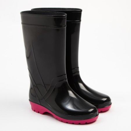 Women's rubber boots, black+pink, size 37
