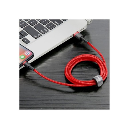 Baseus cable, Lightning - USB, 2.4 A, PVC braid, 1 m, black and red-3