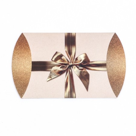 Folding box, pillow, "gold bow" 15 x 11 x 3 cm,-2