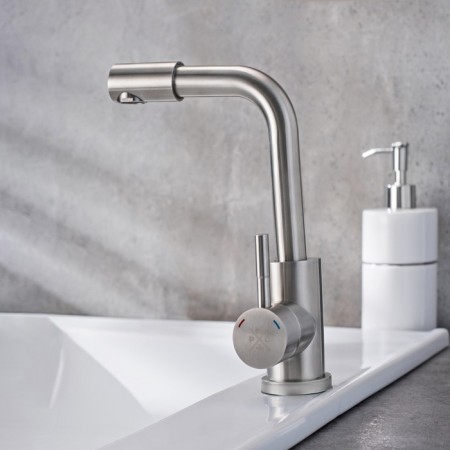 Sink mixer "RMS" SUS124-001F-3, 35 mm cartridge, stainless steel, satin-2
