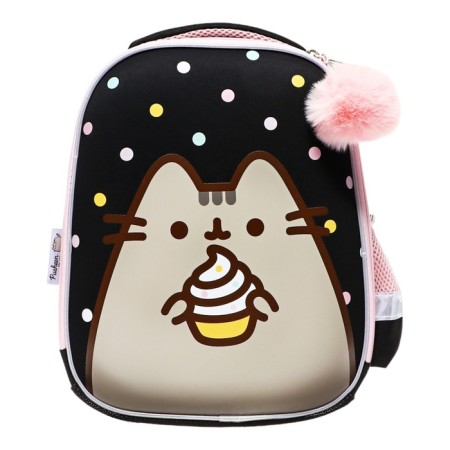 Frame backpack, 35x26x13, pusheen, black/pink, for girls-2