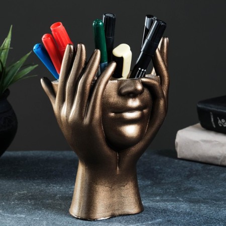 Kashpo - organizer "Dreams in the hands" of bronze, 13x20.5x13.5cm-1