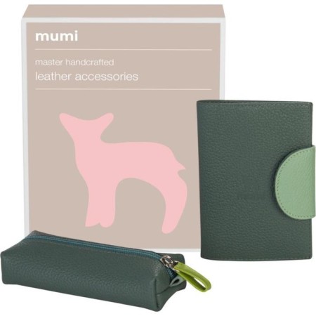 Gift set: cover for passport and key holder, mint color