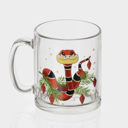 New Year's glass tea mug "New Year's snakes", 320 ml, mix-1