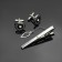 Set of men's “cufflink + tie clip” circle with engraving, black and white color in silver