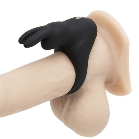 Erective ring with vibration Happy Rabbit, Black-2