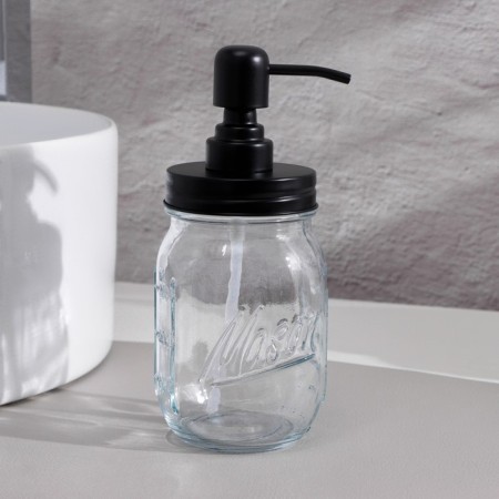 A set of bathroom accessories, 4 items (dispenser, glass for brushes, 2 jars), black color-5