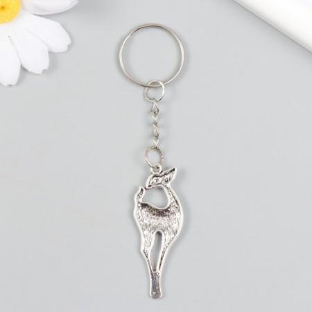 Metal keychain "Long -legged deer" silver 1.8x4.8 cm-2