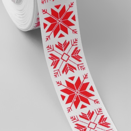 Republic tape "Patterned snowflakes", 25 mm, 23 ± 1 m, white/red color No. 1001-1