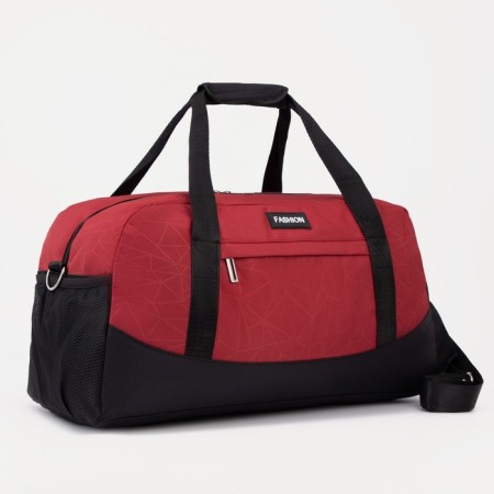 Sports bag with lightning, shoes, external pocket, black/red color