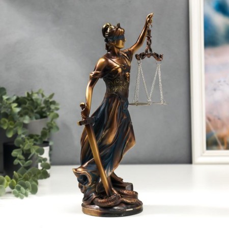Souvenir Polystone "Femis - the goddess of justice" Bronze -blue 31.5x11x11 cm-1