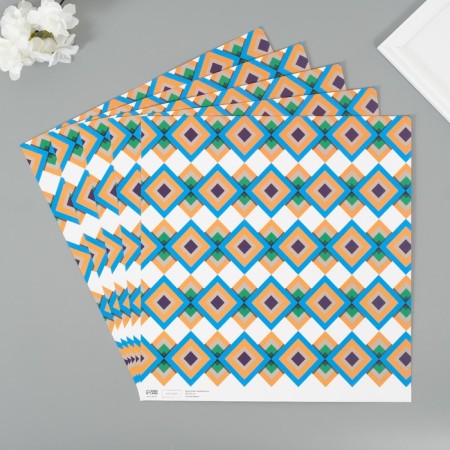 Scrapbooking paper bilateral "rhombus" density 180 grams set 5 pcs 30.5x32 cm-2