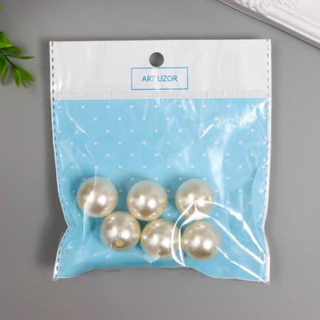 Beads for creativity plastic "Pearls White" d = 2.2 cm set 6 pcs-3