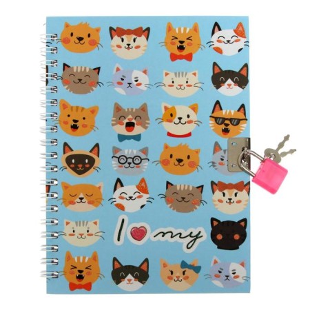 Notebook on the lock "cats" A5-, 45 sheets, in a ruler, on the crest, mix-1