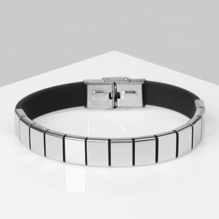 Bracelet Unisex "Style" rectangles, black color with silver, 21 cm