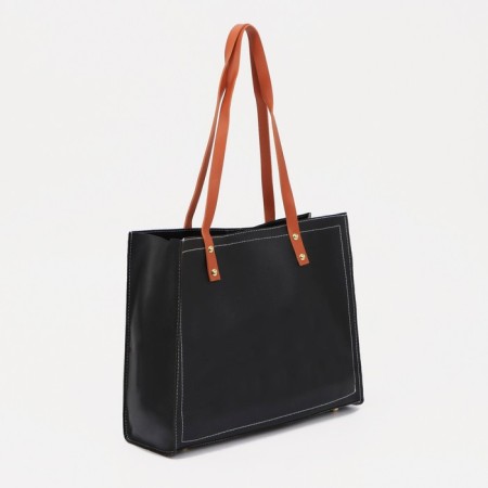 Shoper bag on a magnetic button, black color-1