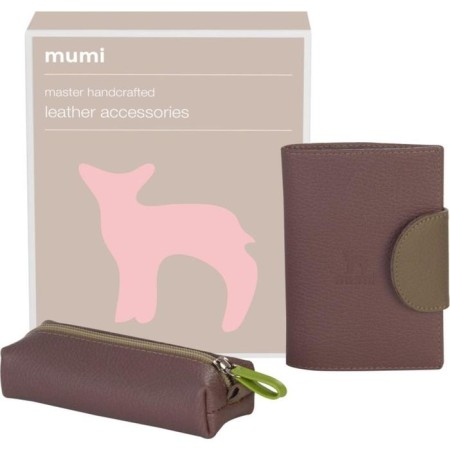 Gift set: cover for passport and key holder, balsamic color