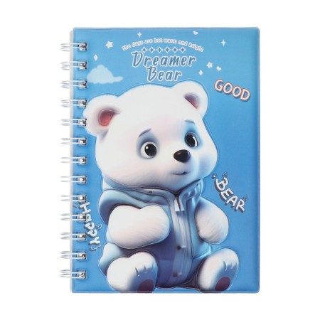 Notebook Gift Book on the comb 80l, line, color block, PVC cover 3D Bear (17.6x13.5cm) 105