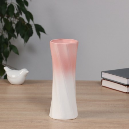 VAZA Ceramics Table "Heidi" line, 20.5x7.5 cm, white-pink