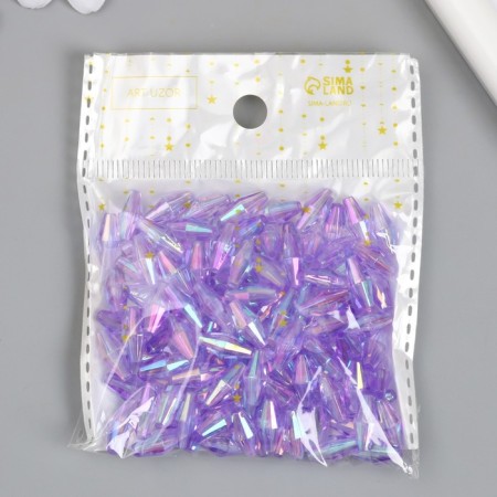 Beads for creativity Plastic "Rhombus Crystal Golography Lilac" set 20 grams 0.6x0.6x1.2 cm-2