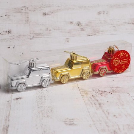 Christmas tree decoration "Drive" (set of 3 pcs) 7.5x3.5 cm, mix-1