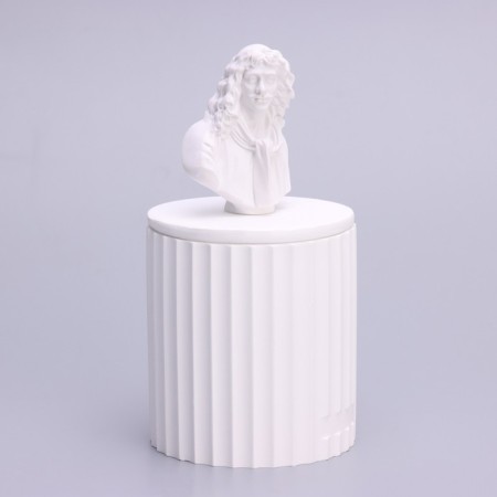 Candle in concrete Aromatic "Moliere", Chinese tea, 13x7 cm, soy wax, 160 g-2