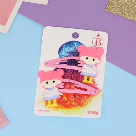 Invisible hair "Adele" (set 2 pcs) girl, 5.5 cm, pink