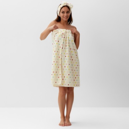 Set for a bathhouse and bathroom Ethel "Confetti", a towel- Pareo 75*120 cm+bandage