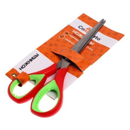 Office scissors 17.5 cm, plastic handles with rubber inserts, mix-1