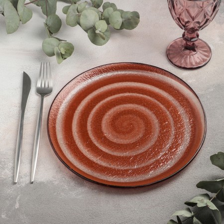 Black dining plate Magistro "Caramel", D = 25 cm, Orange color-1