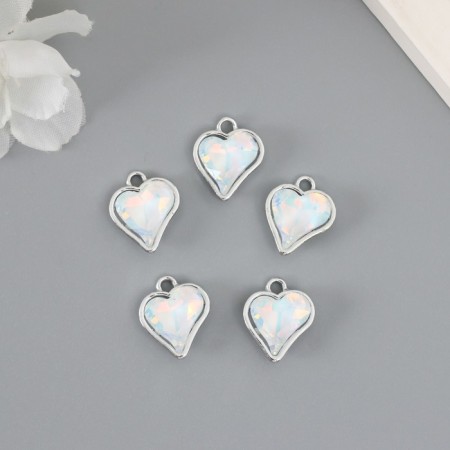 Decor for creativity metal, rhinestones "heart" white 1.6x1.4 cm-2