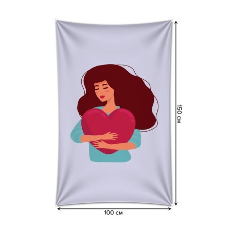 Decorative panel with photo printing "hugging heart", vertical, size 100x150 cm-1