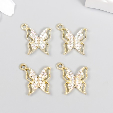 Decor for creativity metal, rhinestones "Light butterfly" gold 2.2x2 cm-2