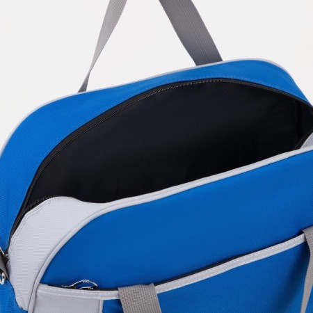 Sports bag with lightning, external pocket, gray/blue color-2