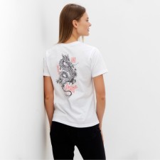 Women's T -shirt, white color/dragon, size 44