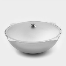 Kazan for pilaf, 15 l, spherical bottom, aluminum cover, beige color