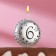 Candle in the cake on the skewer "Air Ball", number 6, 3.5 cm, silver
