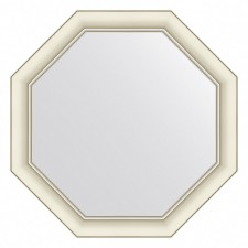 EvoForm mirror in the baguette frame, 60 mm, 61x61 cm, white color with silver