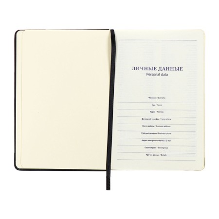 Leduced Diary A5, 140l, Cage, leatherette, elastic band, yellow cut, black-6