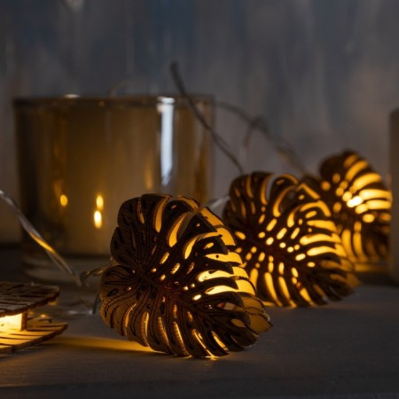Garland “thread” 2.5 m with nozzles “leaflet”, ip20, transparent thread, 10 LED, glow warm white, AAH2-2