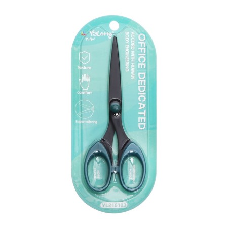 Chancellery scissors 15.8 cm office, black blade, plastic handles, blister, mix-1