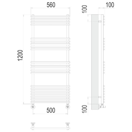 Water towel Terminus "Vatra" P21, 500x1200 mm, lower connection, chrome-2