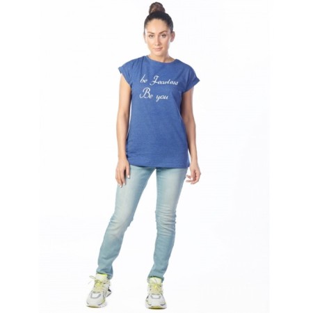 T -shirt Be Fearless be you, size 42, cornflower color