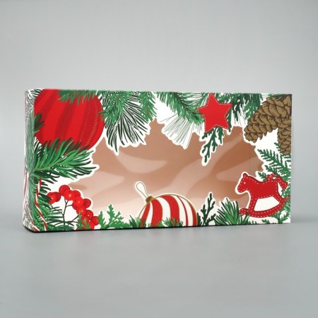 Folding box "needles, cones and toys", 20 x 10 x 5 cm, new year-2