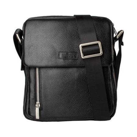 Male bag, lightning department, 2 outer pockets, adjustable belt, black color