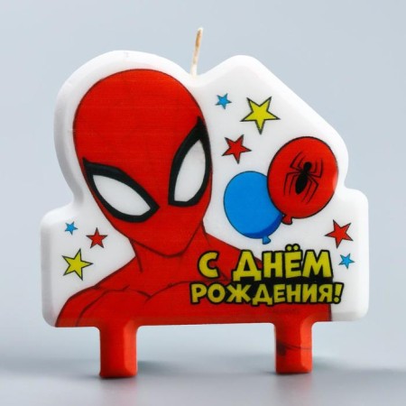 Candle in the cake "Happy Birthday!", Spider-Man, 8 × 8 cm-2
